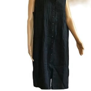 LL Bean Dress Linen Button Down Black Womend Size 8P